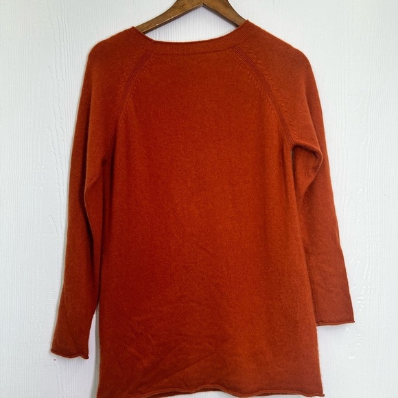 Fenn Wright - Burnt Orange Long Sleeve Zip Pocket 100 Percent Cashmere Sweater M - Picture 10 of 11